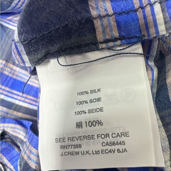 J Crew Blue Striped Off-Shoulder Silk Women's Top‎ Sz 8 - Picture 4 of 5